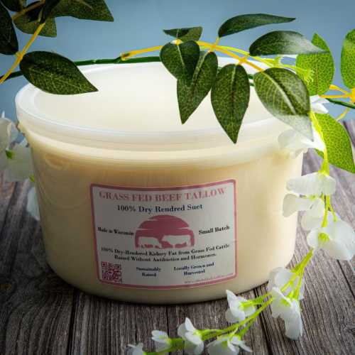 Grass-Fed Beef Tallow: Dry-Rendered Suet, No Additives, Wisconsin Sourced, Bulk Sizes