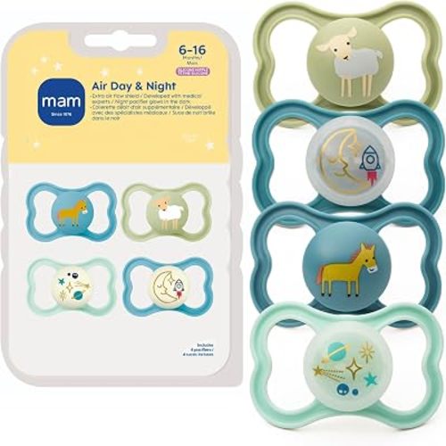 MAM Air Pacifier 6-16 Months, Extra Air Flow for Sensitive Skin, 4 Pack