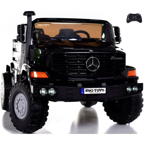 24v Mercedes Big Rig XL Ride On Truck w/ Leather Seat & Rubber Tires - Black