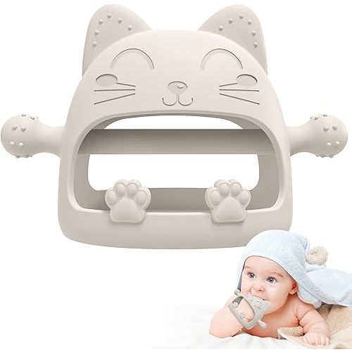Baby Teether-Teething Toys for Babies 0-6 Months-Silicone Teething Mitt with Cute Cat Shape Baby Toys 6 to 12 Months,Newborn Essentials Must Haves for Teething Relief,Ideal Baby Shower Gifts for Moms