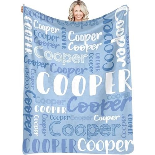 Dr.TOUGH Personalized Blankets with Name Customized Baby Blankets for Girls Boys Adults Monogrammed Blankets and Throws Christmas Birthday Mothers Fathers Valentines Day Gift (Sky Blue,30''×40'')