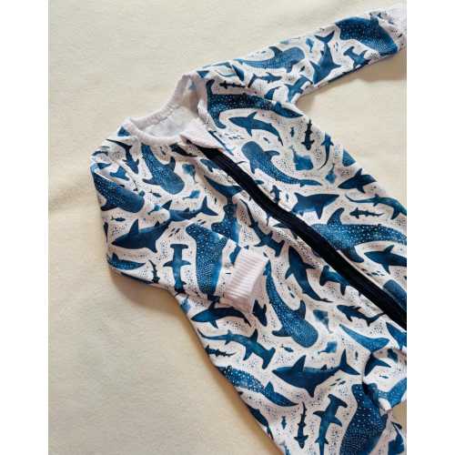NEW! Whaleshark, Whale and Stingray, Cotton Knit, One Piece Romper, Zippered Onesie/Body Suit, Preemie to 3T, Footies and Foldover Mittens