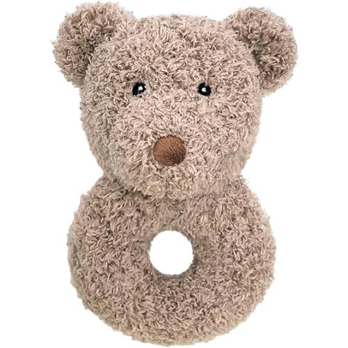 Baby Teddy Bear Soft Rattle Toy, Plush Bear Infant Shaker Rattle Easy-Grasp Stuffed Animal Toy, Gifts for Newborns Babies Toddlers Boys Girls, Brown, 6 Inches