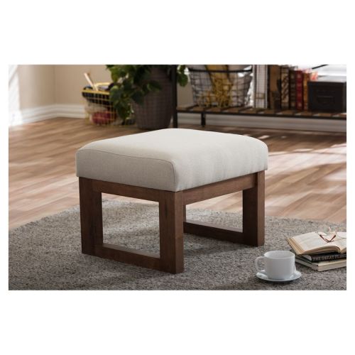 Yashiya Mid-Century Retro Modern Ottoman Stool - Light Beige