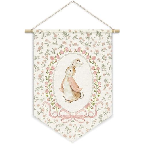 Bunny Nursery Wall Decor Wall Hanging Flag for Baby Girl Room