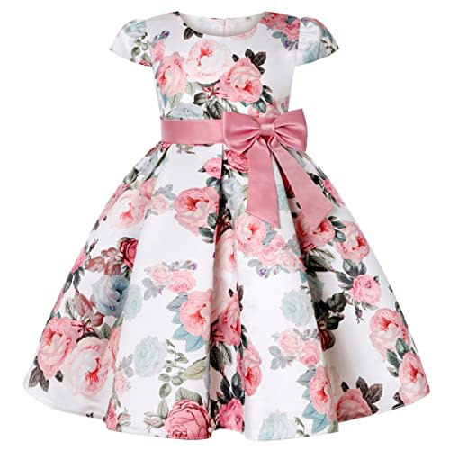 CMMCHAAH Girls Pageant Party Dresses Kid Floral Print Formal Dress for 2-9Y