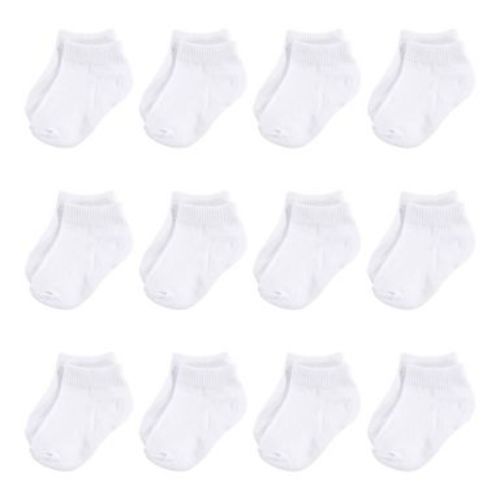 Hudson Baby Infant Cotton Rich Newborn and Terry Socks, White No-Show, 0-6 Months