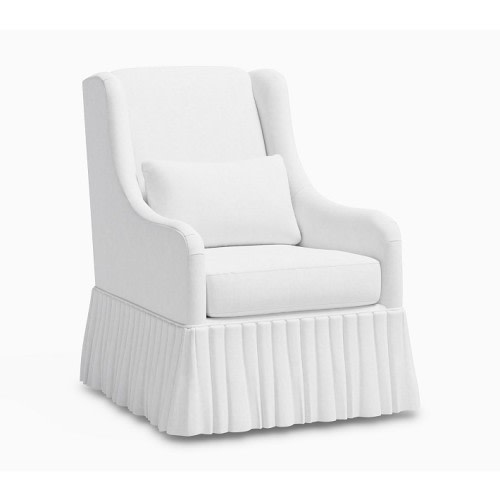 Merced Skirted Stationary Glider Performance Linen Blend White