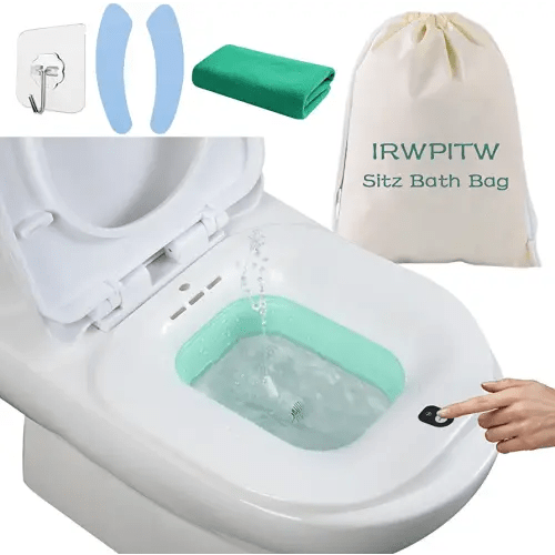 IRWPITW Sitz Bath, Electric Sitz Bath for Toilet Seat Hemorrhoids Postpartum Care Tub, Sits Bath Soak Pan for Women Men, Sitz Baths Salts Bowl, Hip Bath Basin, Foldable, Water Spray Style, Green