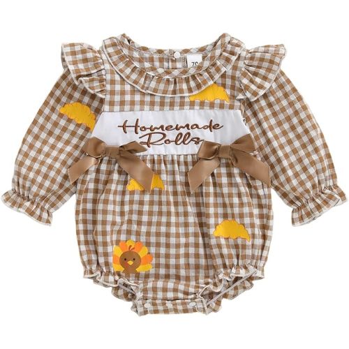 Giraropa Baby Girl Outfits Smocked Bubble Romper Jumpsuit Long Sleeve Bodysuit Cute Newborn Infant Fall Winter Clothes