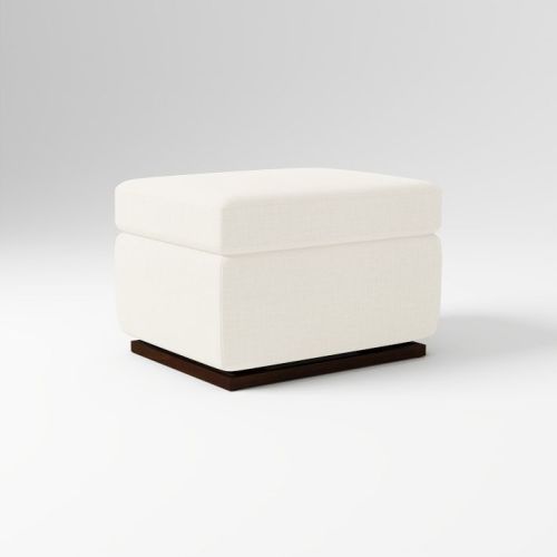 Harmony Gliding Ottoman, Performance Yarn Dyed Linen Weave Alabaster Concealed Support