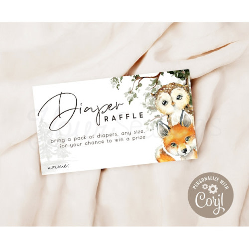Woodland Diaper Raffle Ticket