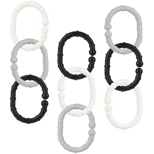 Nuby Linkables, Black, Grey, and White Attachable Links for Strollers, Car Seats, and Travel