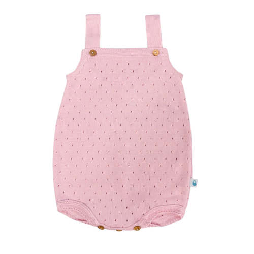 Pink Cotton Knit Overall Romper