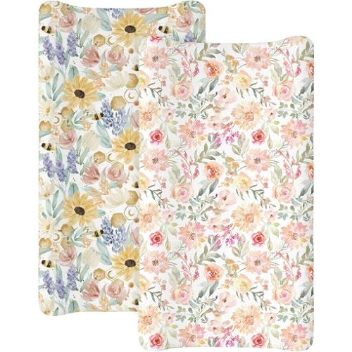 Changing Pad Covers 2 Pack, 32"x16" Baby Girl Boy Changing Table Pad Covers
