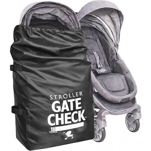 J.L. Childress Gate Check Bag for Single & Some Double Strollers - Travel Bag for Airplane, Fits Most Standard Baby Strollers, Airport Accessories Gate Check, Flying Essentials - Black