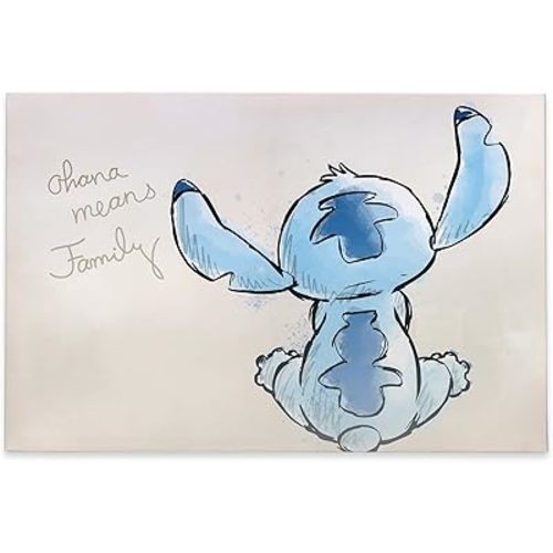Open Road Brands Disney Lilo and Stitch Back View Ohana Means Family Gallery Wrapped Canvas Wall Decor - Large Stitch Wall Art for Home