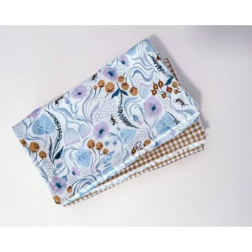 Cotton Burp Cloth Set, Floral and Gingham, Baby Shower Gift