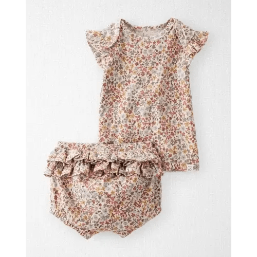Baby Floral Print 2-Piece Organic Cotton Rib Play Set - NB - Multi