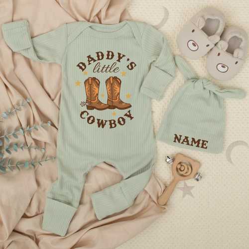 Daddy’s Little Cowboy Outfit Newborn Bodysuit, Western Baby Shower Gift, Personalized Baby Boy Coming Home Clothes, Country Baby Clothing