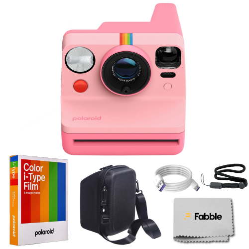Polaroid Now Generation 3 I-Type Instant Camera (Pink) Bundle with Color I-Type Film (8 Exposures), Hard Protective Case and Wrist Strap