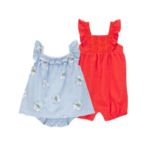 Carter's Child of Mine Baby Girl Cotton Romper Dress Set, 2-Piece, Sizes 0/3-24 Months