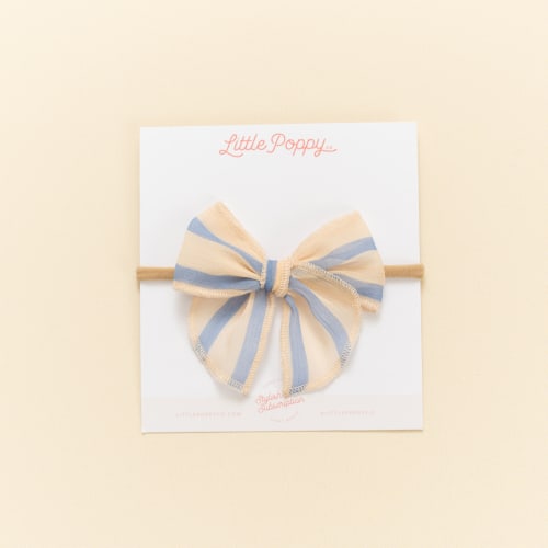 Coastal Chiffon Stripe Bow for girls, Spring Bow, Summer Bow – Little Poppy Co.