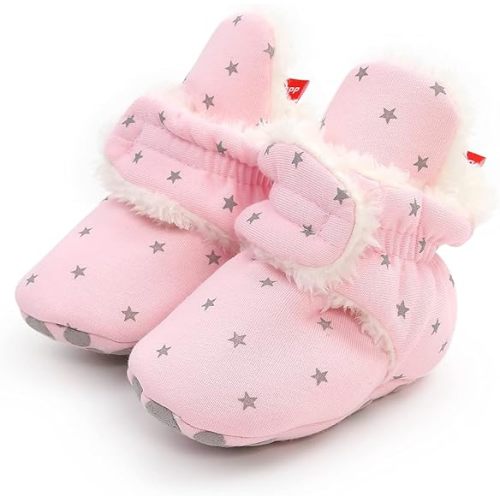 Unisex-Baby Fleece Booties Cozy Baby Bootie Socks Non Skid Gripper Bottom