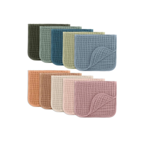 Comfy Cubs Muslin Burp Cloths 20" x 10", Pack of 10 - Large, 6-Layer, Ultra Absorbent 100% Cotton for Baby Drool and Messes - Soft, Safe & Gentle Baby Burp Cloths for Boys & Girls - Multi