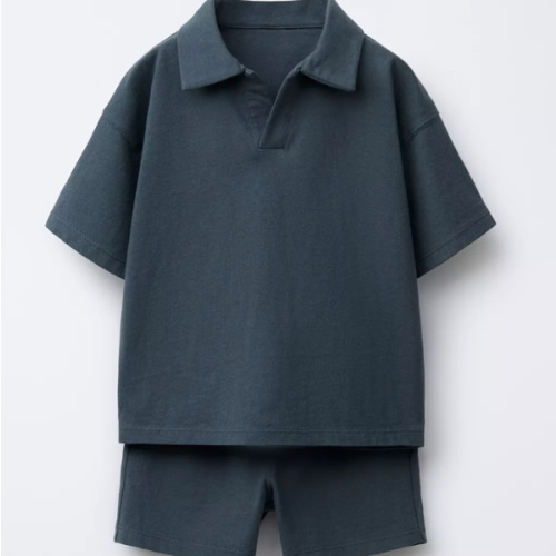SOLID POLO AND BERMUDA JOGGING SET - Blue | ZARA United States
