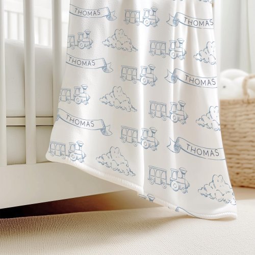 baby boy nursery decor train baby blanket custom name blanket toile baby blanket personalized name blanket for baby newborn hospital blanket