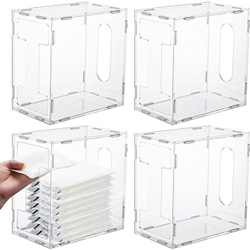 Domensi 4 Pcs Breast Milk Storage Tower Freezer Storage Organizer for Milk Freezer Bags Breastmilk Container Reusable Breastfeeding Accessories Fridge, 8.3 x 8.3 x 5 Inch(Clear)