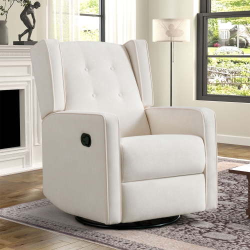 Bonzy Home, Swivel Rocking Chair, White, Glider Recliner