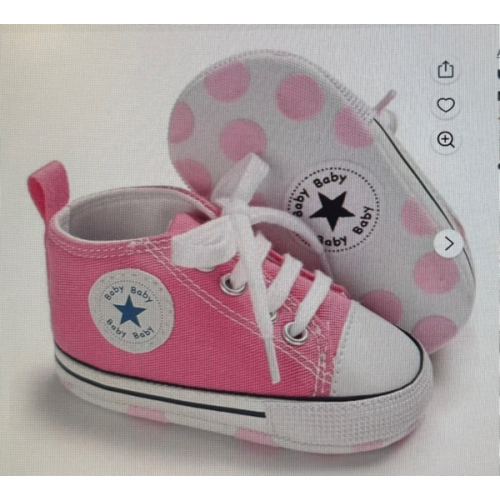 Unisex Baby High Top Sneaker, Soft Anti-Slip Sole, Canvas Denim, Newborn Infant First Walkers