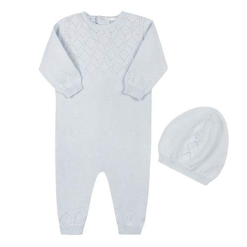 Lux Pointelle Knit Romper with Hat