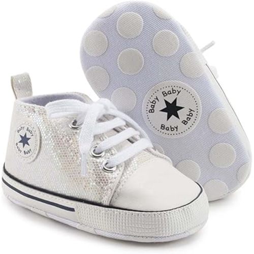 Unisex Baby Girls Boys Canvas High-top Shoes, Newborn Infant Anti-Slip Soft Sole Frist Walking Breathable Sneakers