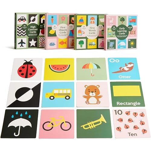 High Contrast Cards for Newborns - 80 Set Contrast Flashcards for Infants 0-6 Months - Baby Flash Cards, ABC Alphabet Number Word Learning Flashcards for Toddlers & Kids Ages 0-4 Years