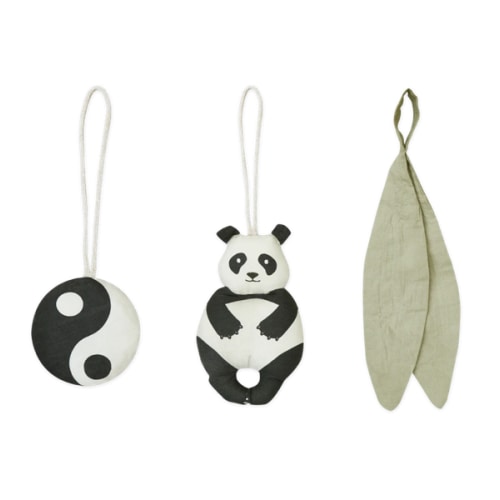 SET OF 3 RATTLE TOY SENSORIAL HANGERS BAMBOO