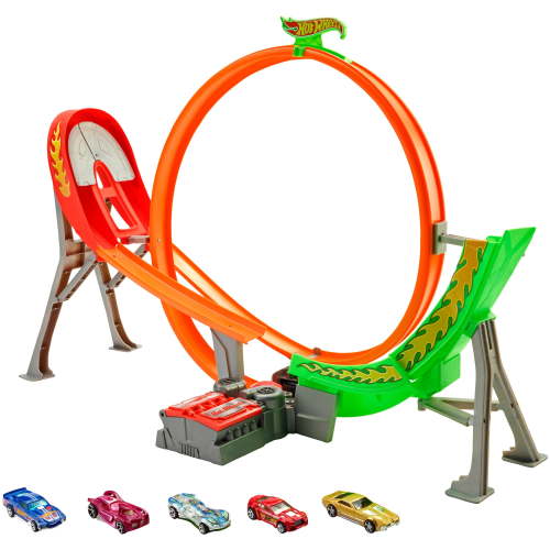 Hot Wheels Action Power Shift Motorized Raceway Track Playset with Booster & 5 Cars in 1:64 Scale