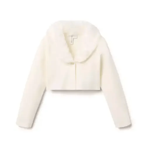 Girl Jet Ivory Faux Fur Collar Cropped Cardigan by Janie and Jack