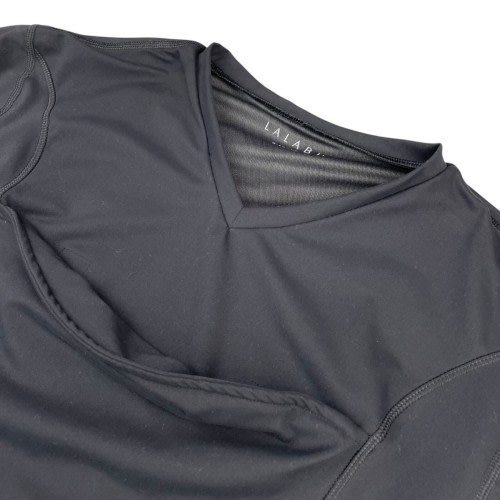 Lalabu Men’s Baby Carrier/Pouch Performance S/S V-Neck Dad Shirt Black • XL