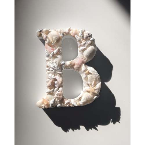 Custom Seashell Wood Letter - free standing - costal home nursery decor - shell initial - girl room