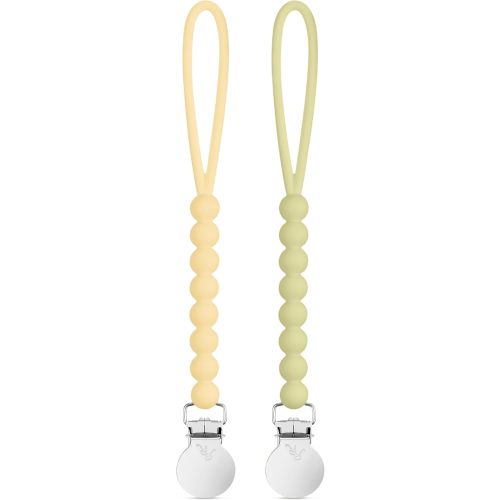 Ryan & Rose Cutie Clip 2 Pack - Pacifier Clip Holder Silicone (Judy-Buttercream/Judy-Lemongrass)