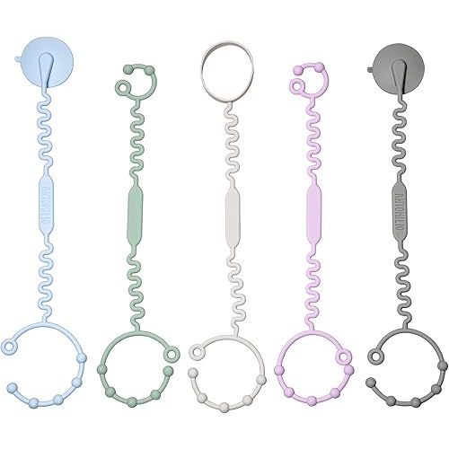 Silicone Baby Toy Straps – 5 Pack Adjustable Toy Holders for Stroller, High Chair & Car Seat – Durable Pacifier Leash, Bottle Strap & Baby Travel Essential