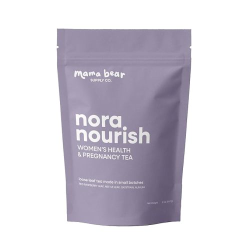 Nora Nourish Organic Pregnancy Tea – Red Raspberry Leaf Herbal Blend for Third Trimester, Postpartum & Women's Health – Caffeine-Free Loose Leaf Tea (4 oz (60 servings))