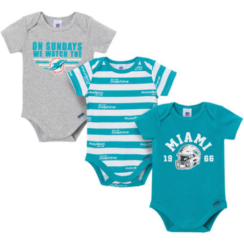 3-Pack Baby Boys Miami Dolphins Short Sleeve Bodysuits