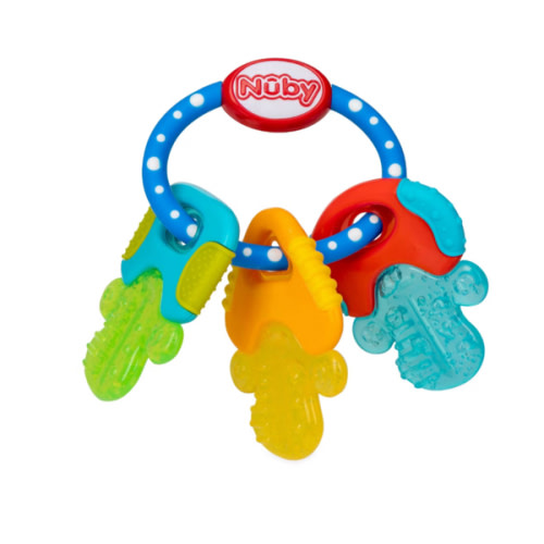 Nuby Ice Gel Teether Keys - Silicone Soothing Baby Teether Toys for Infants - Gentle for Sore Gums Colorful and Fun Toys - Safe and Durable Infant Baby Teething Toy - Blue