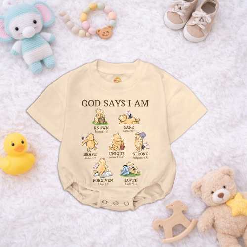 God Says I Am Baby Romper, Christian Baby Outfit, Faith Based Bodysuit, Inspirational Scripture Baby Gift, Neutral Baby Clothes