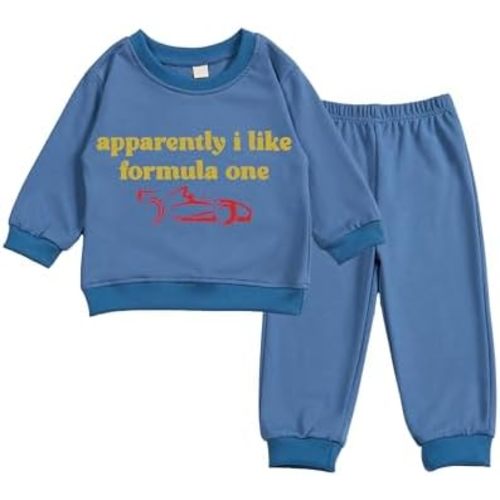 Toddler Baby apparently i like formula one Long Sleeve Sweatshirt Top Jogger Pants Set Cute Fall Winter Clothes Set