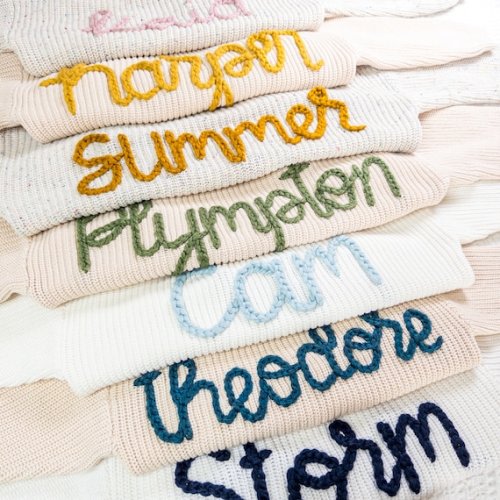 Hand Embroidered Baby Name Sweater Luxury Baby Girl Gifts Boho Baby Girl Gift Box Personalized Baby Sweater Toddler Name Sweater - Etsy